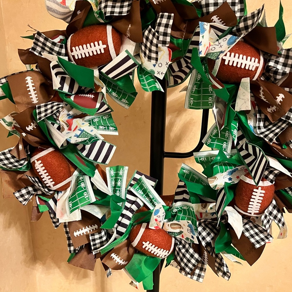 Football Themed Ribbon Wreath